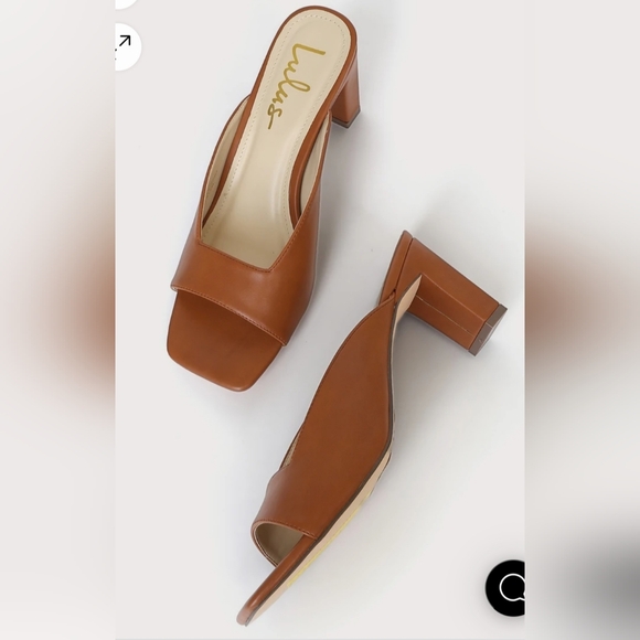 Cognac Square toe high heel slide sandal size 7 brown NWT - Picture 3 of 4